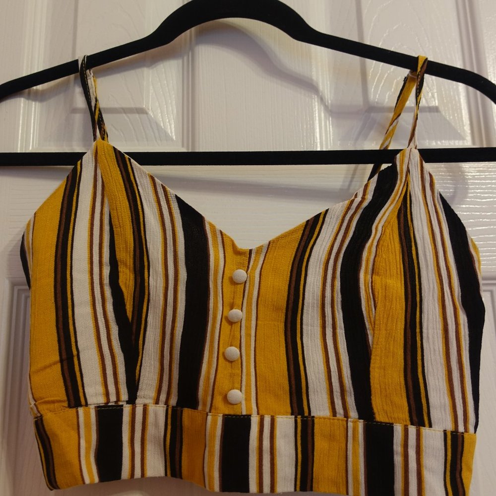 Yellow / Black / White Striped Bra / Tank top